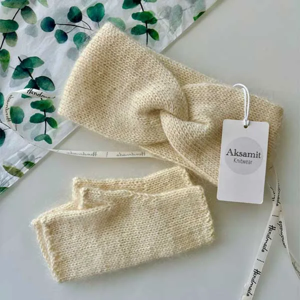 Crochet Mohair Headband and Mittens