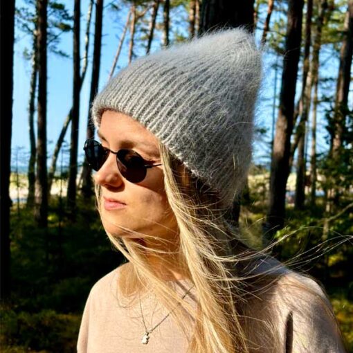 Winter Knit Mink Wool Hat Grey