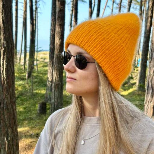 Winter Knit Mink Wool Hat Orange